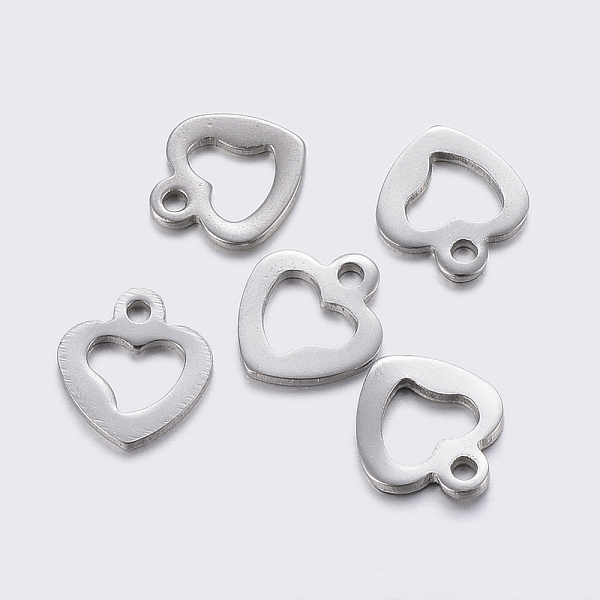 

PandaHall 304 Stainless Steel Open Heart Charms, Cut-Out, Hollow, Stainless Steel Color, 10x9x1~1.1mm, Hole: 1.2~1.4mm 304 Stainless Steel...