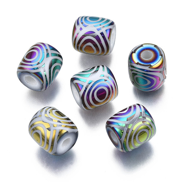 

PandaHall Electroplate Glass Beads, Column with Round Pattern, Colorful, 11.5x11.5mm, Hole: 2.5mm, about 100pcs/bag Glass Round