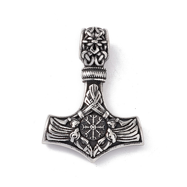 

PandaHall 304 Stainless Steel Manual Polishing Pendants, Thor's Hammer, Antique Silver, 45x33x7mm, Hole: 6.5x8mm 304 Stainless Steel Others