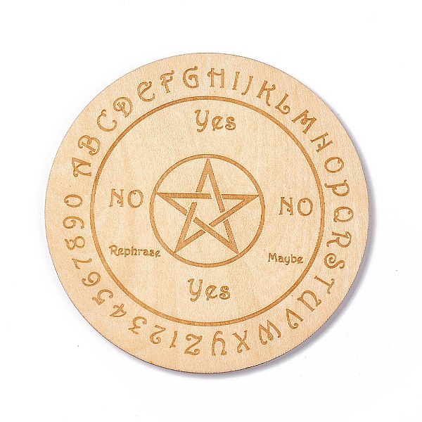 

PandaHall Wooden Carved Cup Mats, Heat Resistant Pot Mats, Tarot Theme Pendulum Board, for Home Kitchen, Flat Round with Pentagram, Star..., Orange