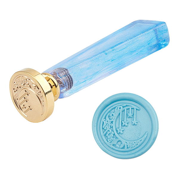 

PandaHall CRASPIRE DIY Stamp Making Kits, Including Acrylic Handle and Brass Wax Seal Stamp Heads, Moon Pattern, Handle: 79.5x21x13mm, 1pc..., Blue