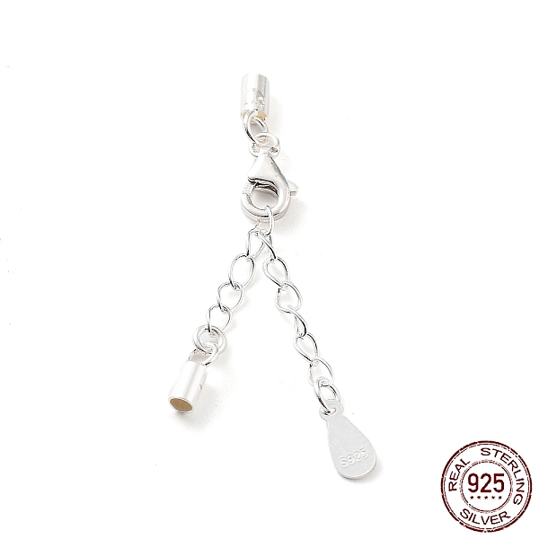 

PandaHall 925 Sterling Silver Curb Chain Extender, End Chains with Lobster Claw Clasps and Cord Ends, Teardrop Chain Tabs, with S925 Stamp...