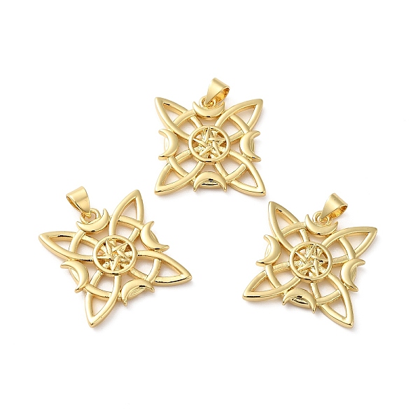 

PandaHall Rack Plating Brass Pendants, Lead Free & Cadmium Free, Long-Lasting Plated, Witch Knot Charm, Real 18K Gold Plated, 22x21x3mm...