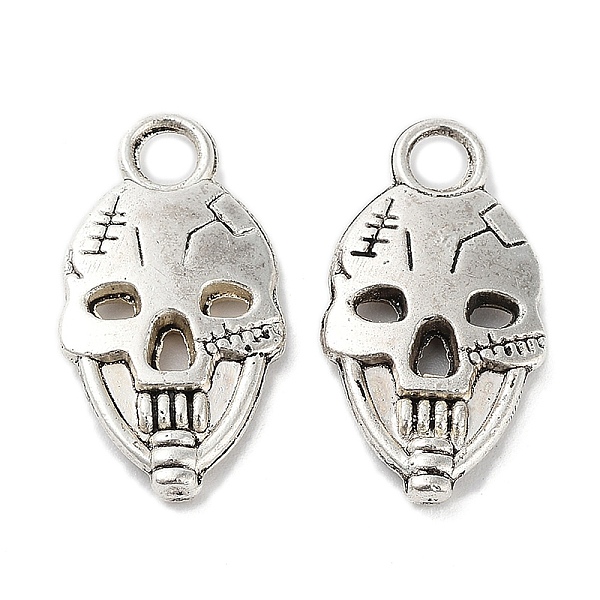 

PandaHall Tibetan Style Alloy Pendants, Cadmium Free & Lead Free, Skull, Antique Silver, 23x12x3mm, Hole: 3mm, about 529pcs/1000g Alloy...