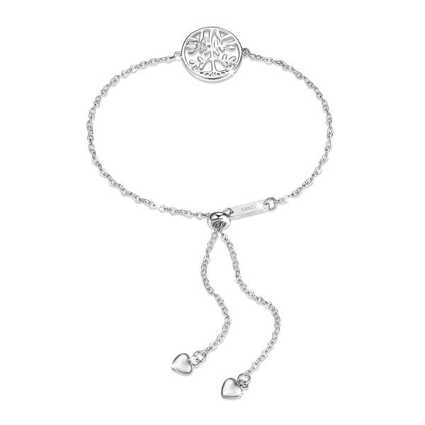 

PandaHall SHEGRACE Rhodium Plated 925 Sterling Silver Slider Bracelets, with Grade AAA Cubic Zirconia and Epoxy Resin, Flat Round with Tree..., Clear