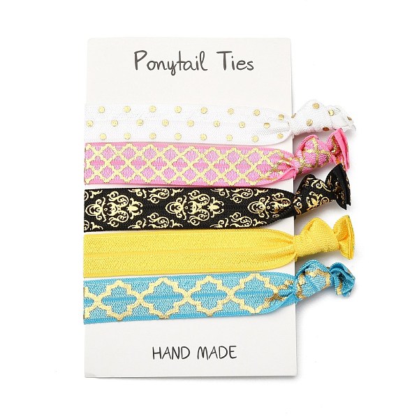 

PandaHall Girls Hair Accessories, Nylon Hair Ties, Ponytail Holder, Hair Accessories, Knot, Mixed Patterns, 95~107x15~17mm Nylon Tartan