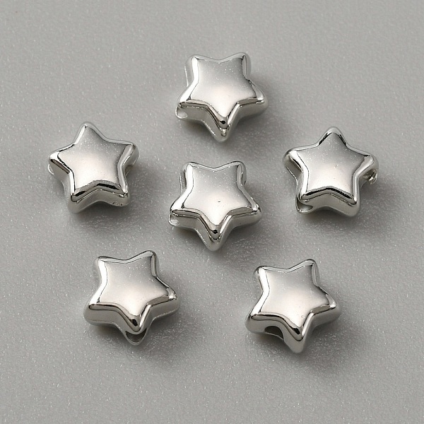 

PandaHall Plating ABS Plastic Beads, Star, Platinum Plated, 5.5x6x3mm, Hole: 1mm, about 1000pcs/bag ABS Plastic Star