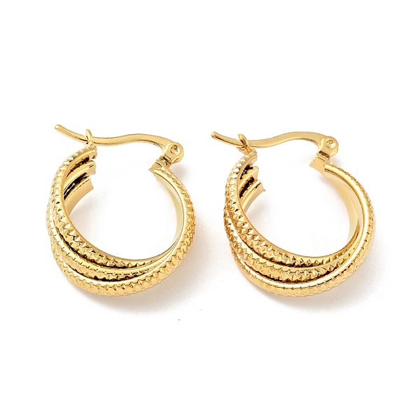 

PandaHall Vacuum Plating 201 Stainless Steel Interlocking Rings Triple Hoop Earrings with 304 Stainless Steel Pins, Intertwined Chunky...