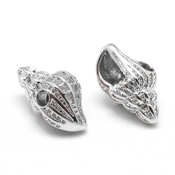 

PandaHall Brass Micro Pave Grade AAA Cubic Zirconia, Conch, Cadmium Free & Nickel Free & Lead Free, Real Platinum Plated, 13x7x6.8mm, Hole...