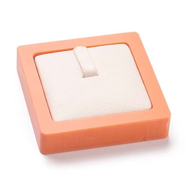 

PandaHall Resin Artificial Marble Jewelry Ring Displays, with PU Leather, Square, Coral, 5.4x5.4x1.55cm Resin Red
