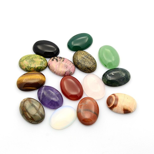 

PandaHall Gemstone Cabochons, Oval, Mixed Stone, 25x18x5~7mm Mixed Stone Oval