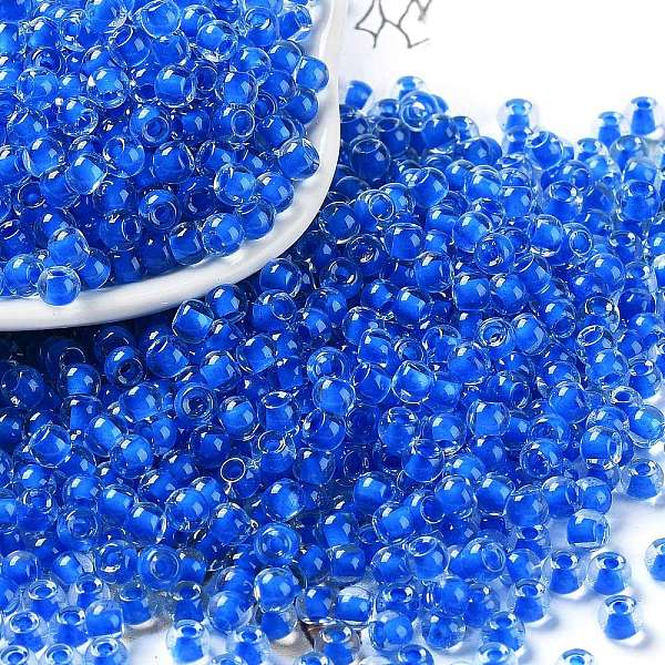 

PandaHall Glass Bead, Inside Colours, Round Hole, Round, Dodger Blue, 4x3mm, Hole: 1.4mm, 7650pcs/pound Glass