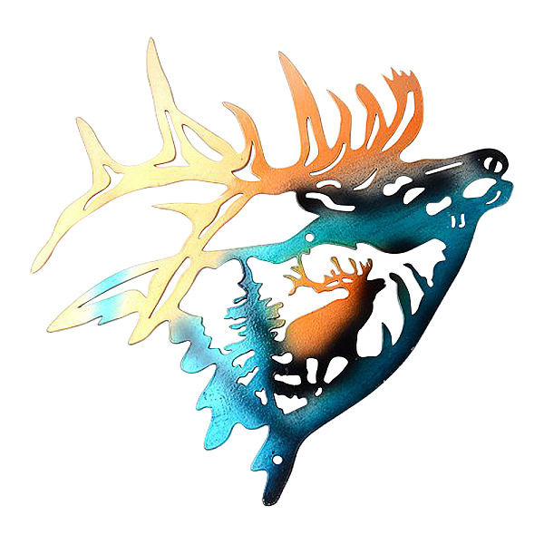 

PandaHall Iron Wall Decorations, Deer, Colorful, 255x250x1mm, Hole: 4mm Iron Deer