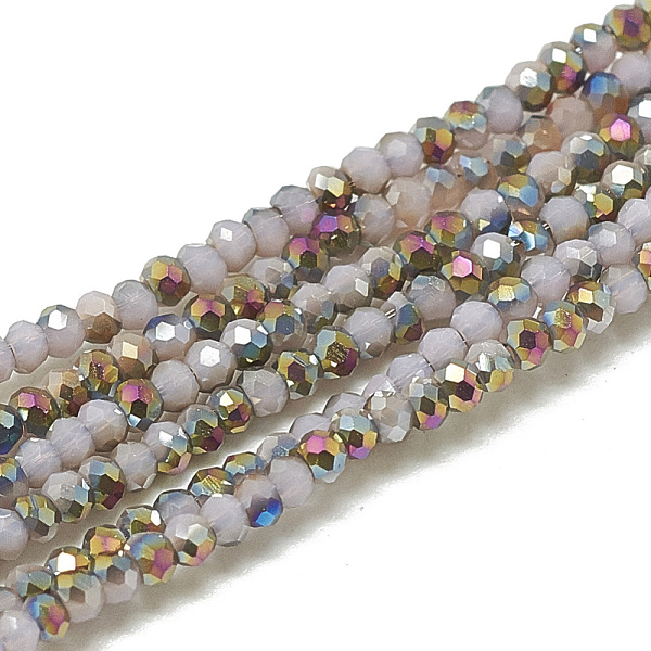 

PandaHall Electroplate Opaque Solid Color Glass Beads Strands, Faceted, Half Plated, Rondelle, Thistle, 2x1.5mm, Hole: 0.7mm, about..., Purple