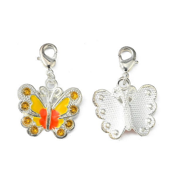 

PandaHall Silver Plated Alloy Enamel Rhinestone Pendants, with Brass Finding, Butterfly, Gold, 33mm Alloy Rhinestone+Enamel Butterfly Gold