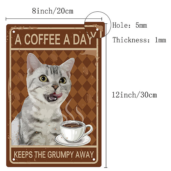 

PandaHall CREATCABIN Funny Cat Coffee Metal Tin Sign Bathroom Quote Vintage Sign for Cafe Bar Pub Bathroom Kitchen Wall Decor 8 x 12 Inch...