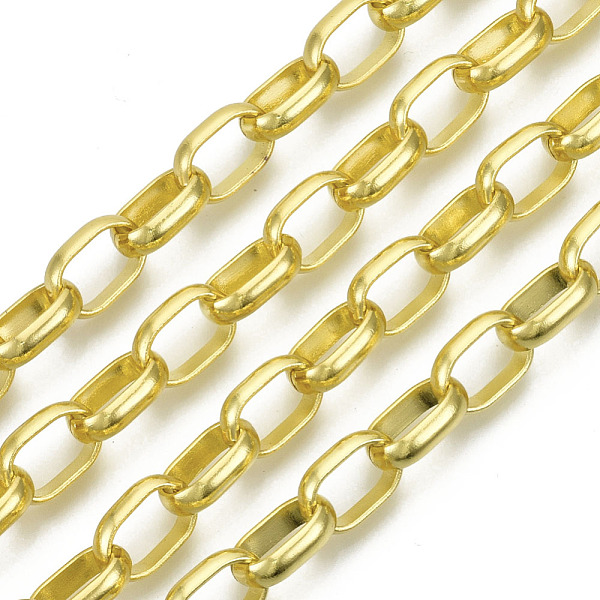 

PandaHall Unwelded Iron Cable Chains, with Spool, Golden, 12.5x8.4x3mm, about 32.8 Feet(10m)/roll Iron