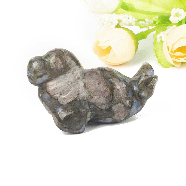 

PandaHall Natural Glaucophane Carved Healing Sea Dog Figurines, Reiki Energy Stone Display Decorations, 50.8mm Glaucophane Sea Dog