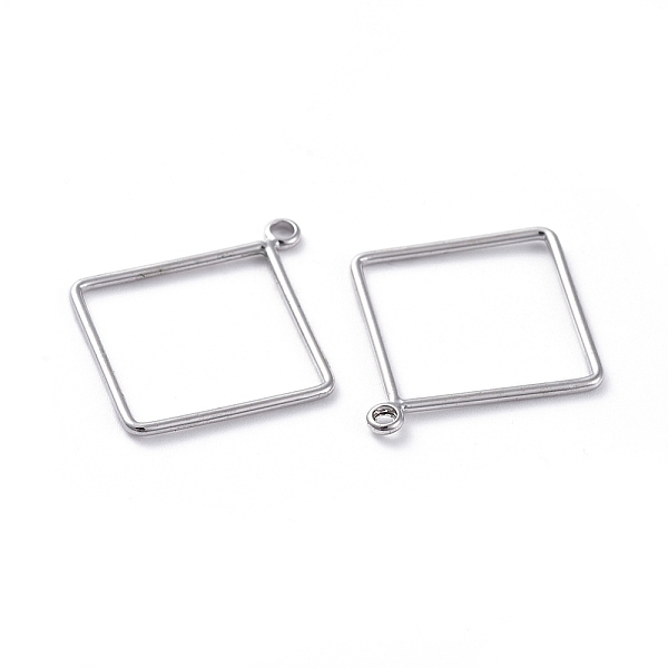 

PandaHall Brass Pendants, Rhombus, Long-Lasting Plated, Real Platinum Plated, 25x22.5x1mm, Hole: 1.6mm, Side Length: 17mm Brass Rhombus