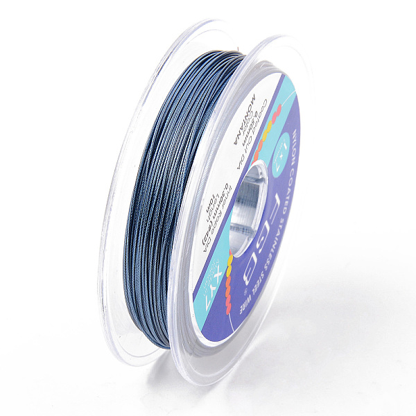 

PandaHall Tiger Tail Beading Wire, 7-Strand Bead Stringing Wire, Nylon Coated Stainless Steel Wire, Steel Blue, 24 Gauge, 0.5mm, about 32.8...