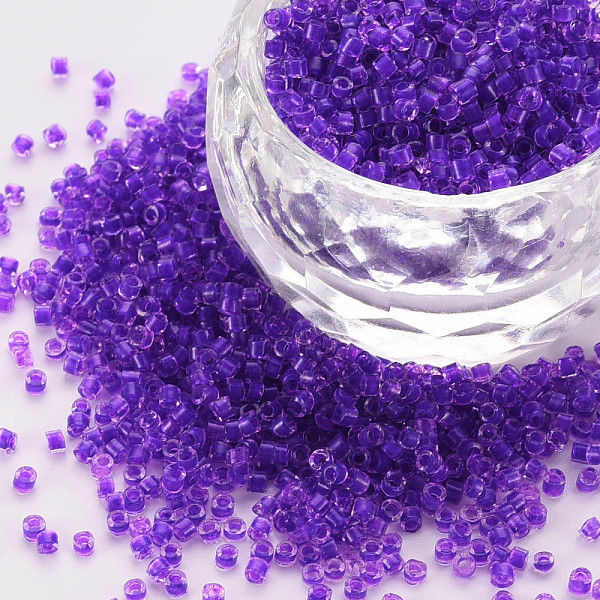 

PandaHall Glass Cylinder Beads, Seed Beads, Inside Colours, Round Hole, Blue Violet, 1.5~2x1~2mm, Hole: 0.8mm, about 8000pcs/bag, about...