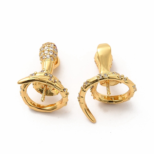 

PandaHall Rack Plating Brass Micro Pave Cubic Zirconia Cup Peg Bails, Snake, Lead Free & Cadmium Free, Real 18K Gold Plated, 19x14x13mm...