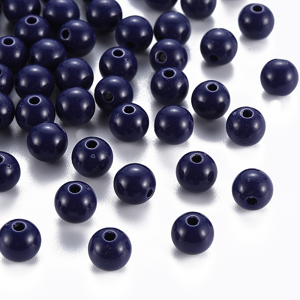 

PandaHall Opaque Acrylic Beads, Round, Prussian Blue, 8x7mm, Hole: 2mm Acrylic Round