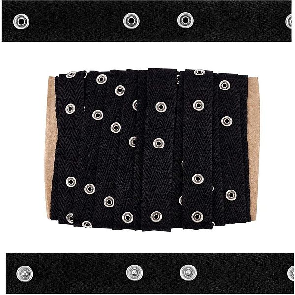 

PandaHall OLYCRAFT 10Yards Black Cotton Snap Button Trim Sewing Snap Tape Trim with Brass Buttons for DIY Crafts Clothing Accessories Snap...