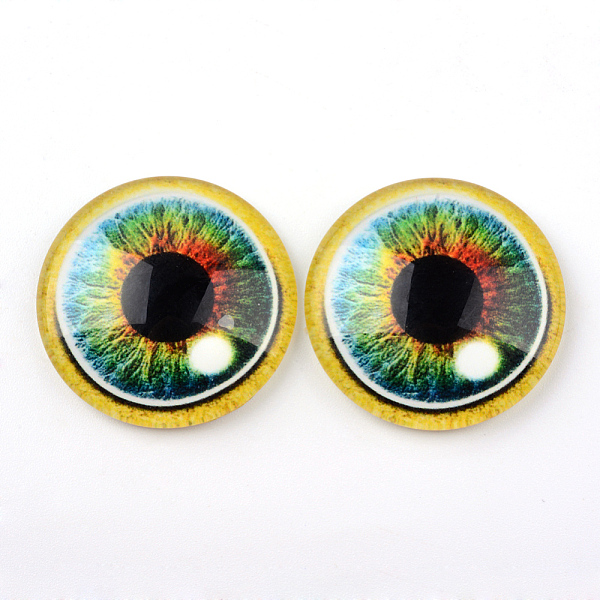 

PandaHall Glass Cabochons for DIY Projects, Half Round/Dome with Dragon Eye Pattern, Medium Sea Green, 12x4mm Glass Half Round Green
