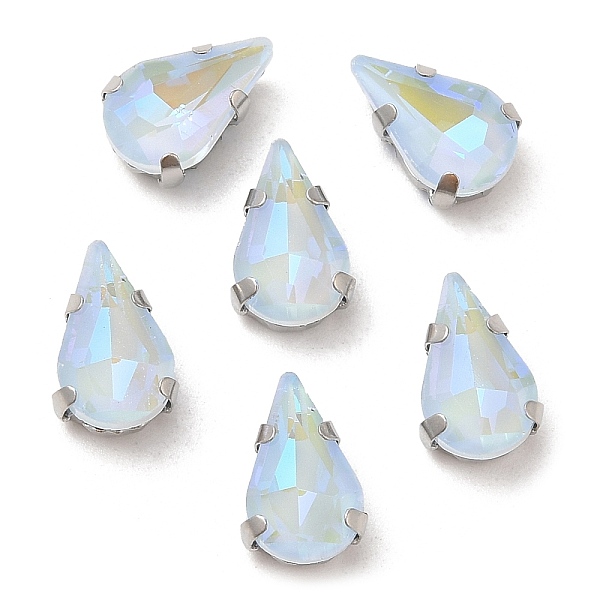 

PandaHall Mocha Fluorescent(MI) Teardrop Sew on Rhinestone, Multi-strand Links, with Brass Prong Settings, Garments Accessories, Light..., Blue