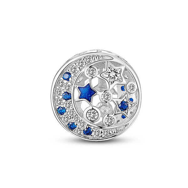 TINYSAND Rhodium Plated 925 Sterling Silver European Bead