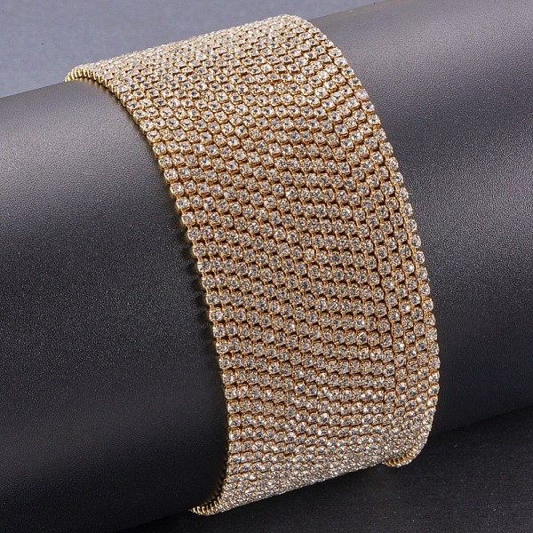 

PandaHall Brass Rhinestone Strass Chains, Rhinestone Cup Chains, with Spool, Raw(Unplated), Crystal, 2mm, about 10yards/roll..., Clear