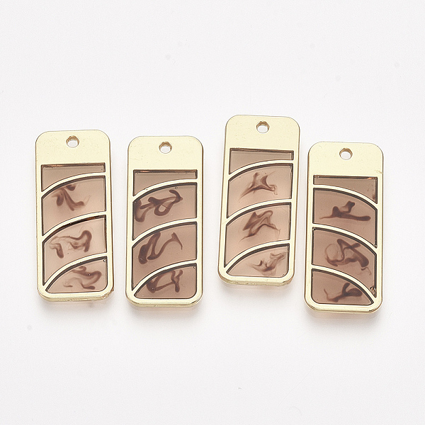 

PandaHall Epoxy Resin Pendants, with Alloy Findings, Rectangle, Golden, Dark Salmon, 31x13x2mm, Hole: 1.6mm Alloy+Epoxy Resin Rectangle Red