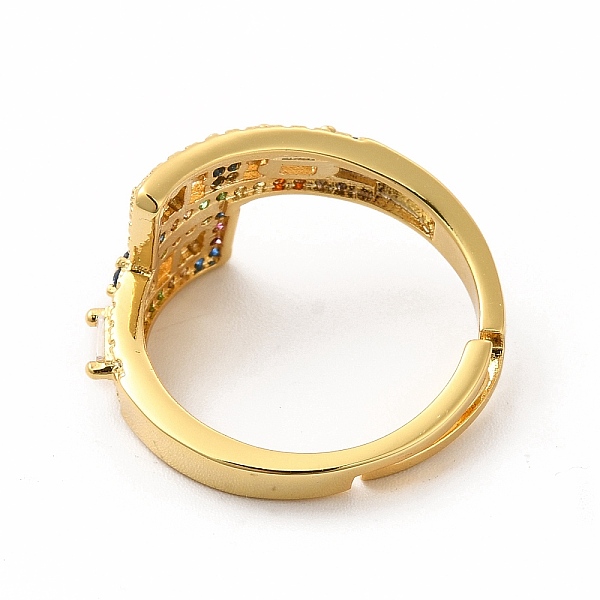 

PandaHall Cubic Zirconia Rectangle Adjustable Cuff Ring, Golden Brass Jewelry for Women, Colorful, Inner Diameter: US Size 7 1/4(17.5mm)...