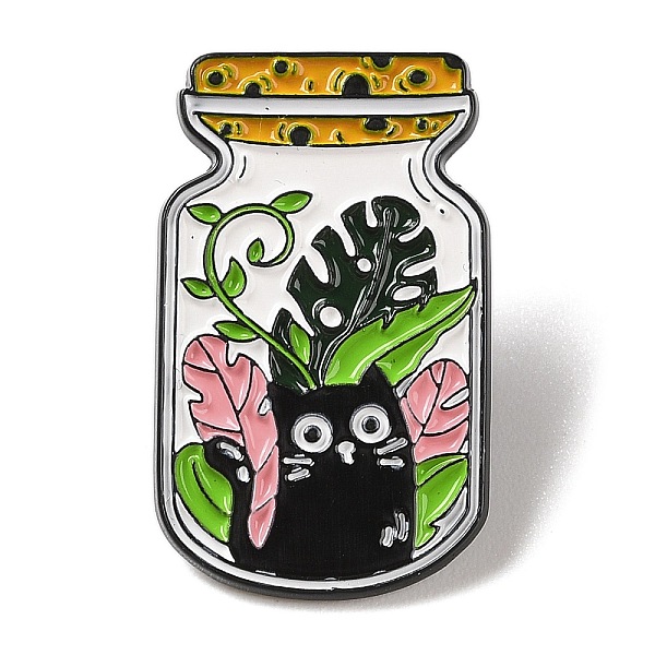 

PandaHall Black Alloy Brooches, Enamel Pins, Bottle with Black Cat, Black, 30x18x1mm Alloy+Enamel Bottle Black