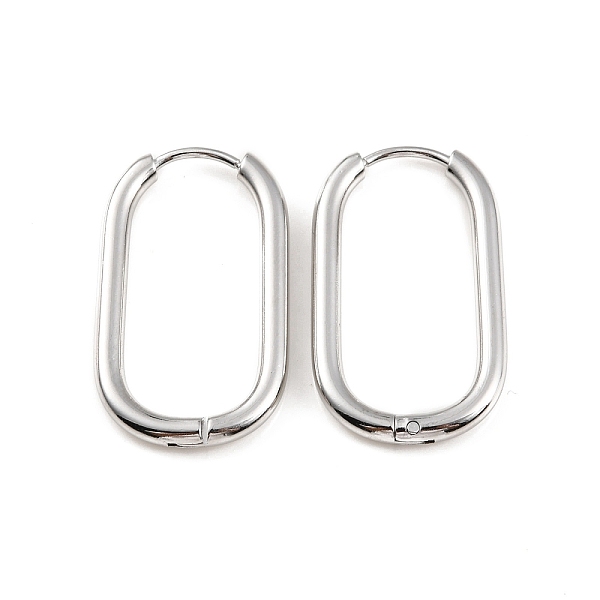 

PandaHall 304 Stainless Steel Oval Hoop Earrings, Stainless Steel Color, 26.5x16x2.5mm, Pin: 1mm 304 Stainless Steel Oval