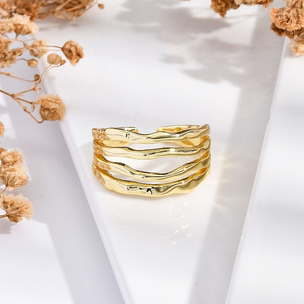 Rack Plating Brass Cuff Finger Rings for Women