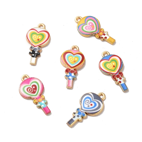 

PandaHall Alloy Enamel Pendants, Golden, Heart Lollipop Charm, Mixed Color, 24x12x2mm, Hole: 1.5mm Alloy+Enamel Lollipop Multicolor