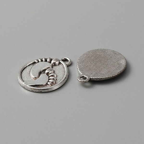 

PandaHall Tibetan Style Alloy Pendants, Oval with Footprint Charms, Antique Silver, 22x17x2mm, Hole: 1.6mm Alloy Oval