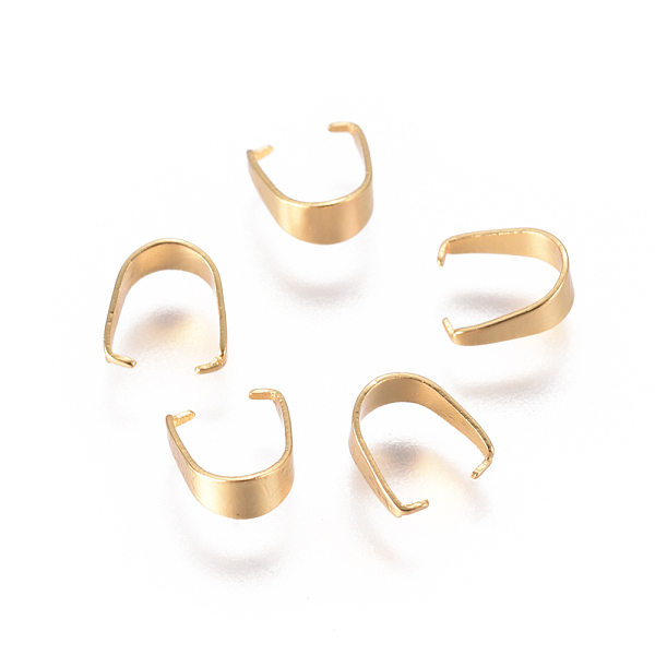 

PandaHall Vacuum Plating 304 Stainless Steel Snap on Bails, Golden, 6.5x3mm, Pin: 0.3x0.5mm 304 Stainless Steel