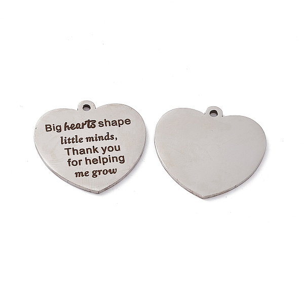

PandaHall 201 Stainless Steel Pendants, Heart with Word Charm, Laser Cut, Stainless Steel Color, 22.5x24.5x1.5mm, Hole: 1.6mm 201 Stainless...