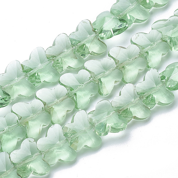 

PandaHall Transparent Glass Beads, Faceted, Butterfly, Pale Green, 12x14.5x7.5mm, Hole: 1mm Glass Butterfly Green