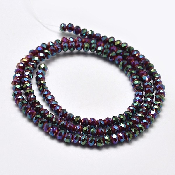 

PandaHall Faceted Rondelle Half Rainbow Plated Electroplate Glass Beads Strands, Red, 3x2mm, Hole: 0.5mm, about 148pcs/strand, 14.9 inch...