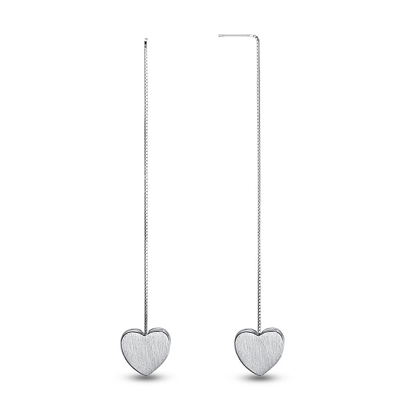 

PandaHall SHEGRACE Fashion 925 Sterling Silver Wiredrawing Heart Dangle Ear Threads, Silver, 90mm, Pin: 0.7mm Sterling Silver Silver