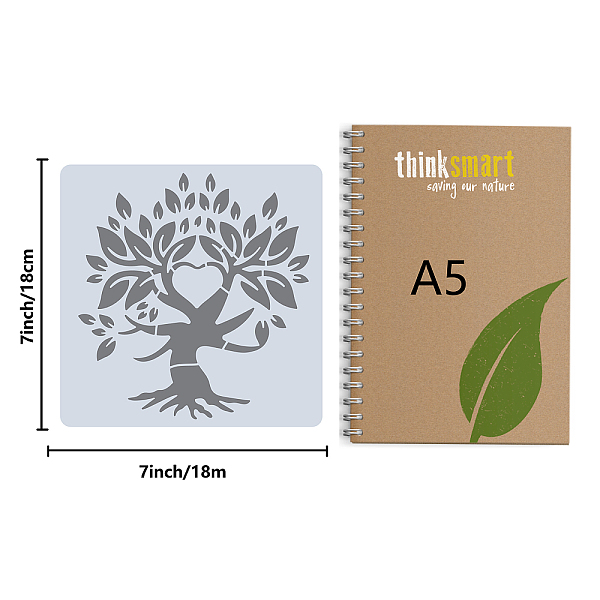 

PandaHall PET Plastic Hollow Out Drawing Painting Stencils Templates, Square, Tree Pattern, 18x18cm Plastic Tree