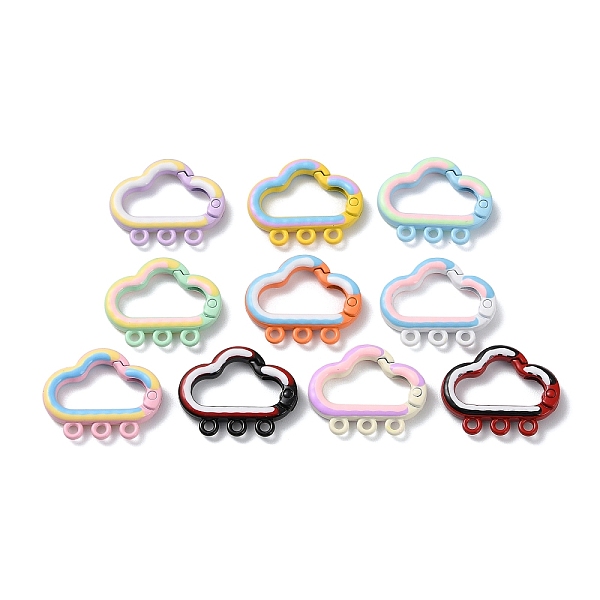 

PandaHall Spray Painted Alloy Spring Gate Ring, Cloud with 3 Loops, Mixed Color, 24x29.5x4.5mm, Hole: 2.5mm Alloy Multicolor