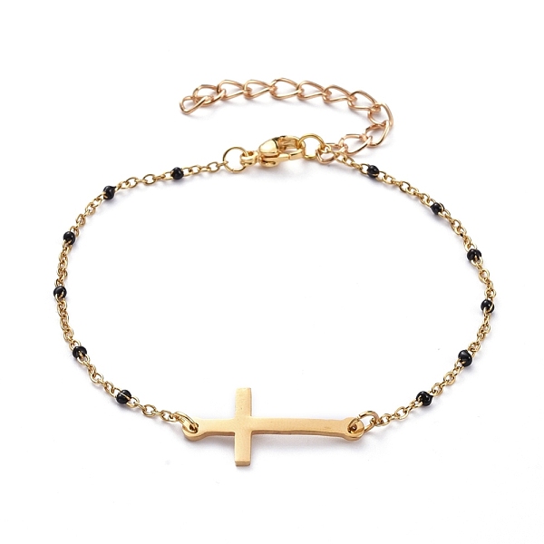 

PandaHall Chain Bracelets, with Stainless Steel Enamel Link Chains & Lobster Claw Clasps & Connectors and Iron Chain Extender, Cross, Mixed..., Multicolor