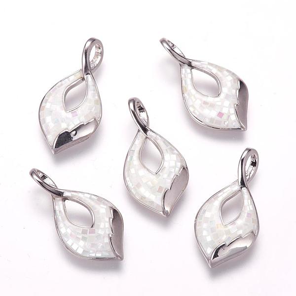 

PandaHall Freshwater Shell Pendants, with Brass Findings, Leaf, Mixed Color, 24x12x3mm, Hole: 2x4mm Freshwater Shell Leaf Multicolor