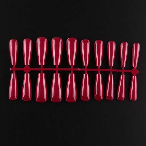 PandaHall Solid Color Plastic Seamless Toe False Nail, Practice Manicure Nail Art Tool, Cerise, 26~32x6~13mm, 20pcs/set. Plastic None Red
