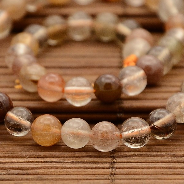 Natural Rutilated Quartz Round Bead Strands